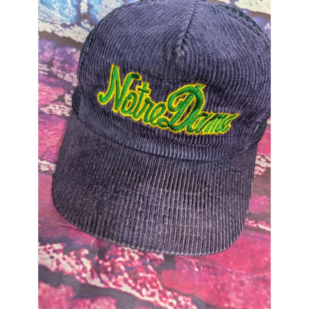 Vintage Script Notre Dame Fighting Irish Football Corduroy Hat Sportcap